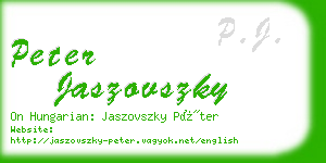 peter jaszovszky business card